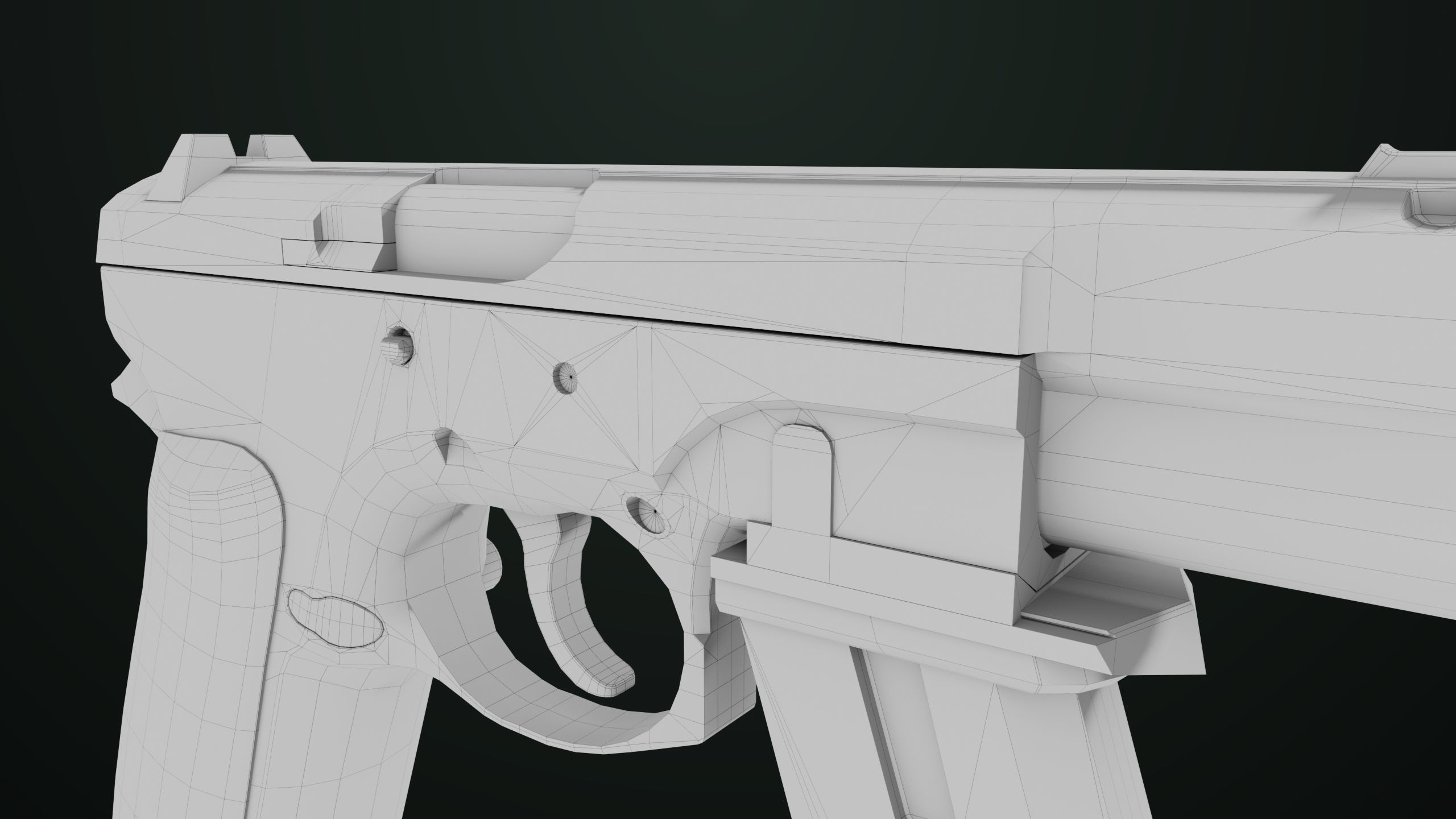 Pistol 09 Military Green Generic All PBR UE Textures Low-poly 3D model_60