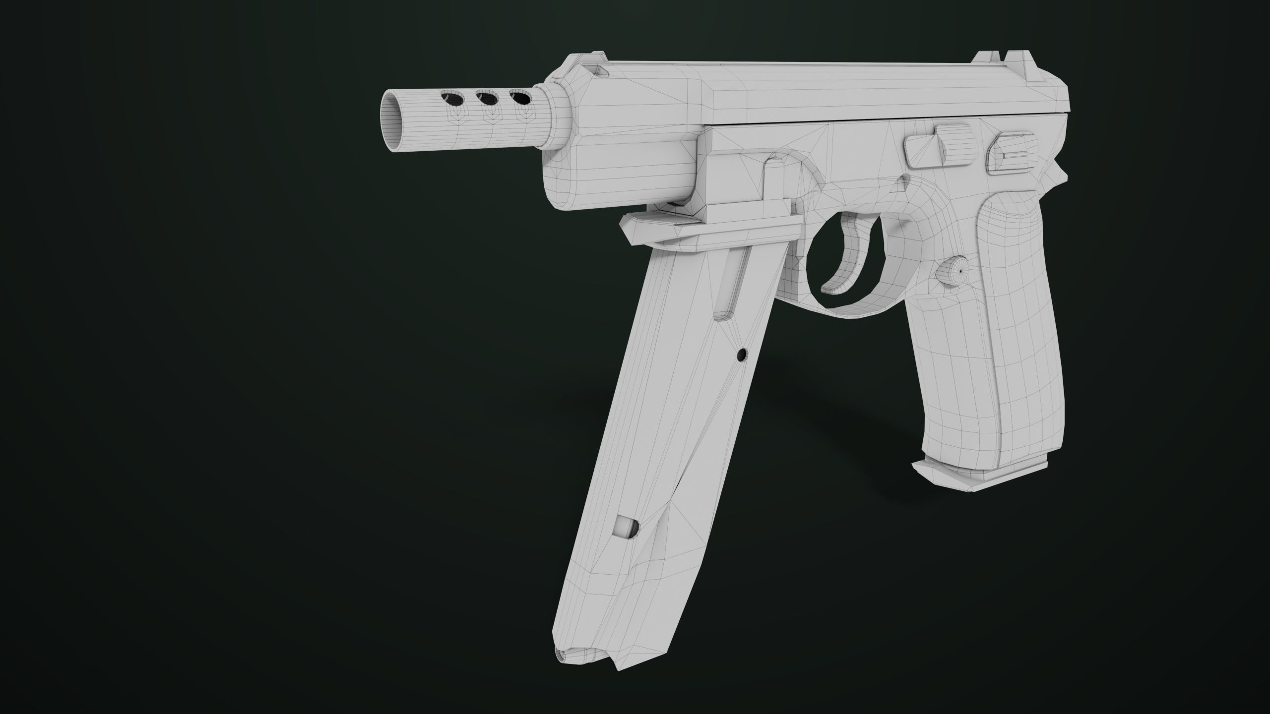 Pistol 09 Military Green Generic All PBR UE Textures Low-poly 3D model_46