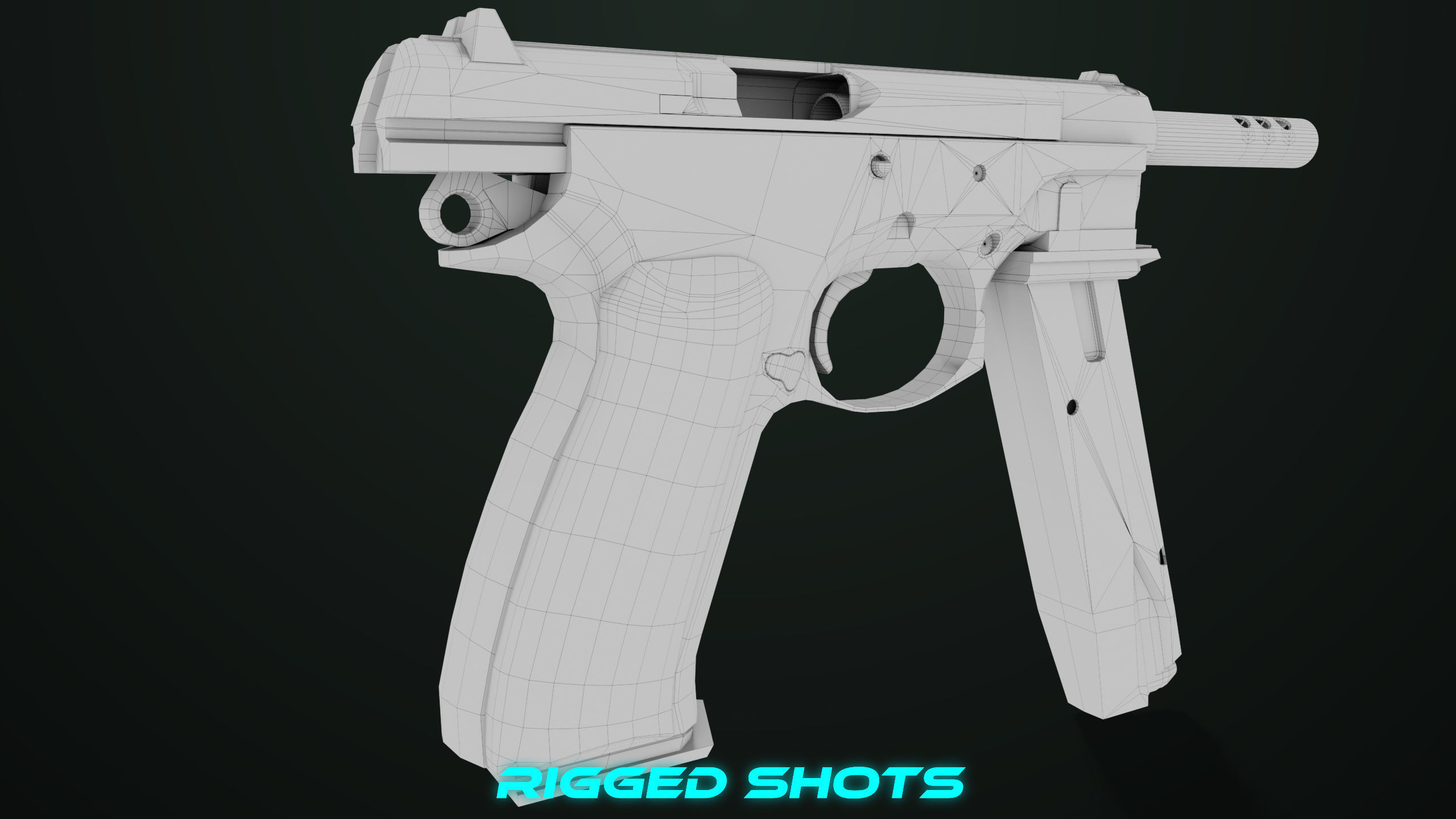 Pistol 09 Military Green Generic All PBR UE Textures Low-poly 3D model_67