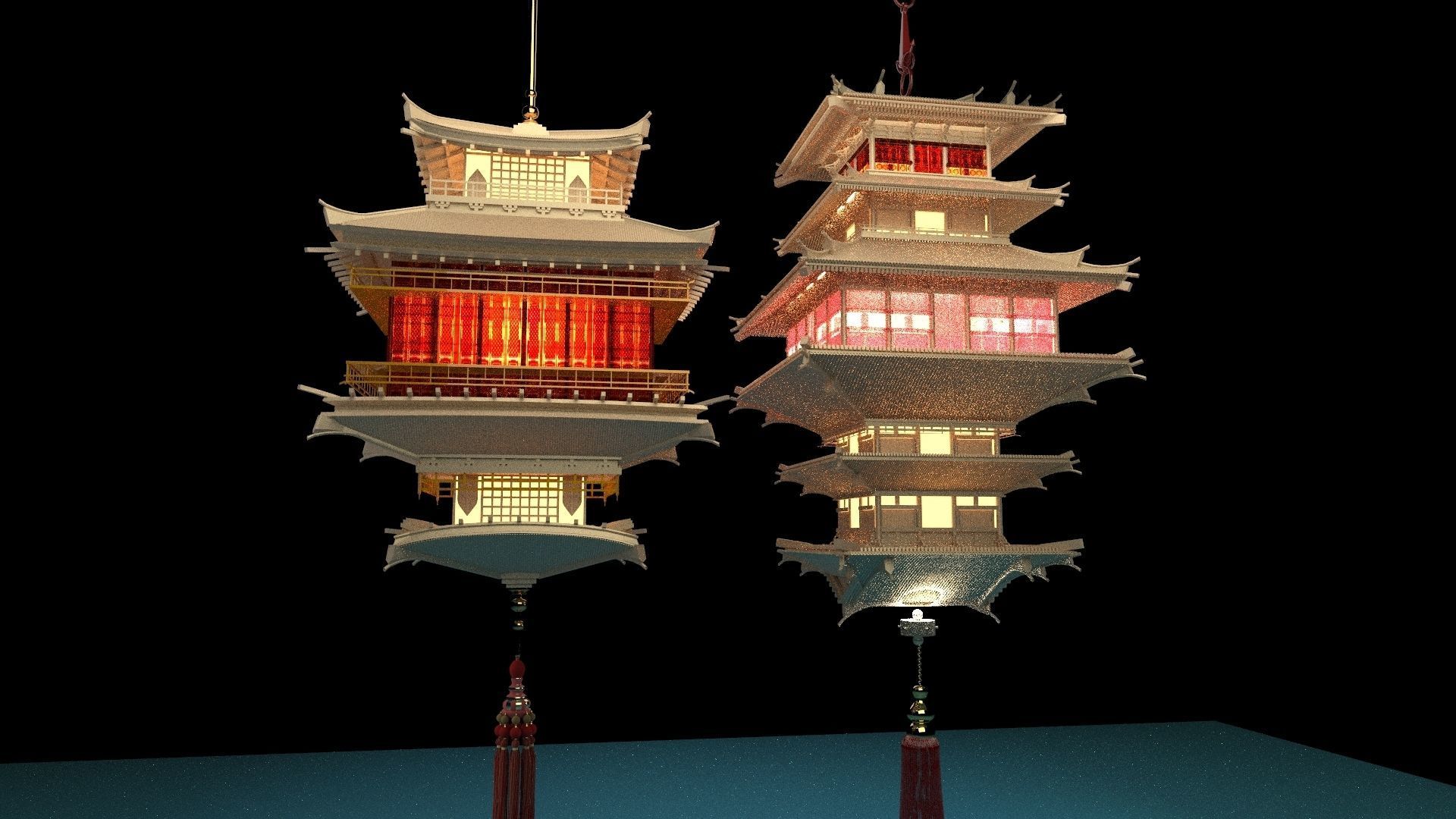 Chinese palace lantern 3D model_2