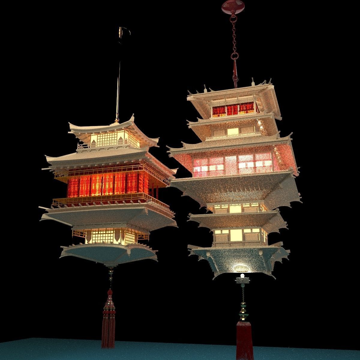 Chinese palace lantern 3D model_5