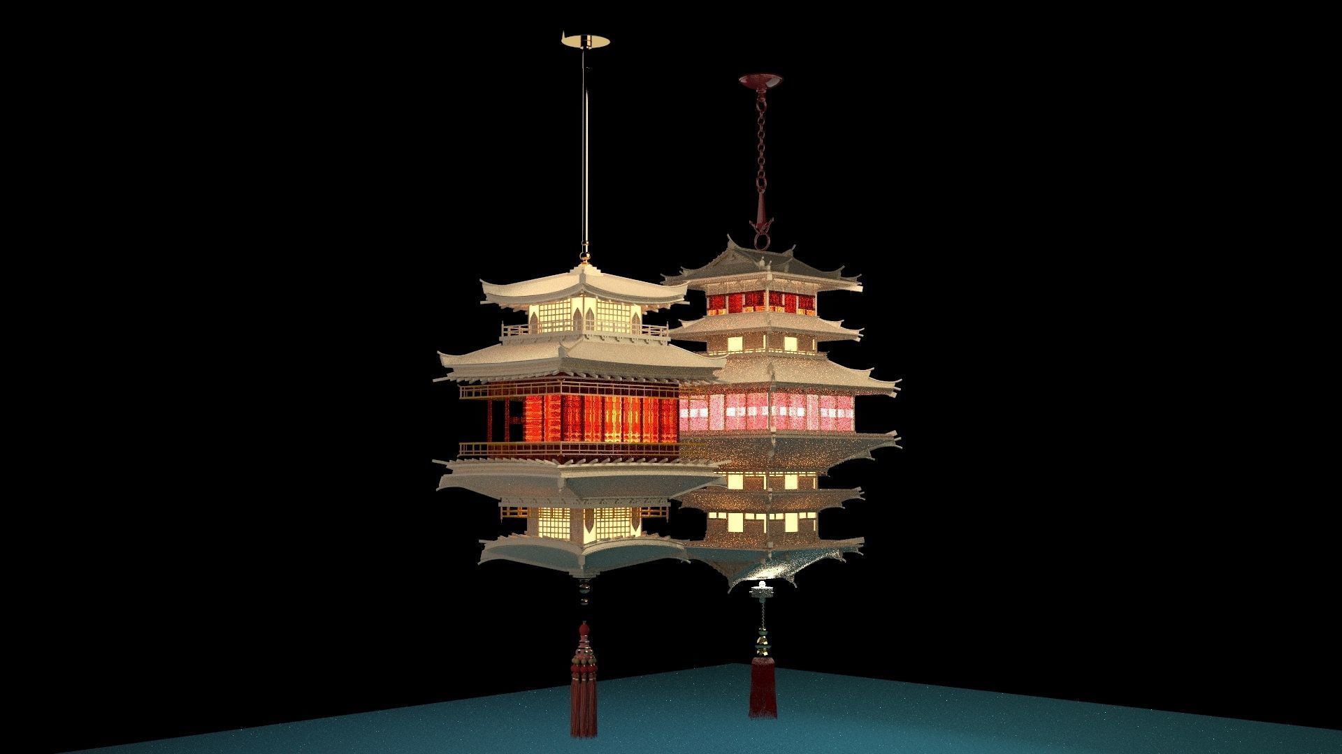 Chinese palace lantern 3D model_4