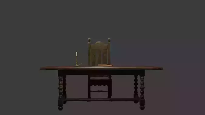 Antique Table Chair 3D model