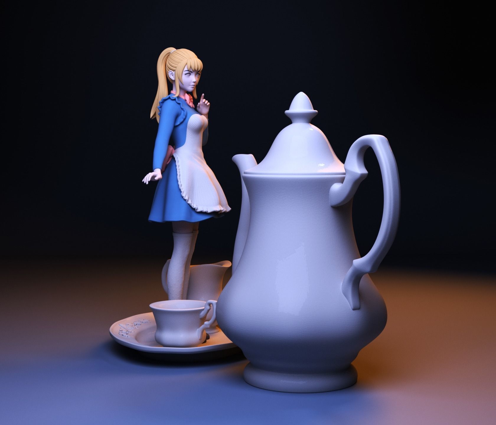 Anime girl in wonderland 3D print model_4