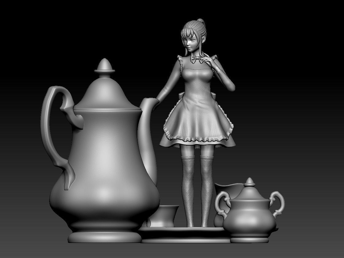 Anime girl in wonderland 3D print model_6