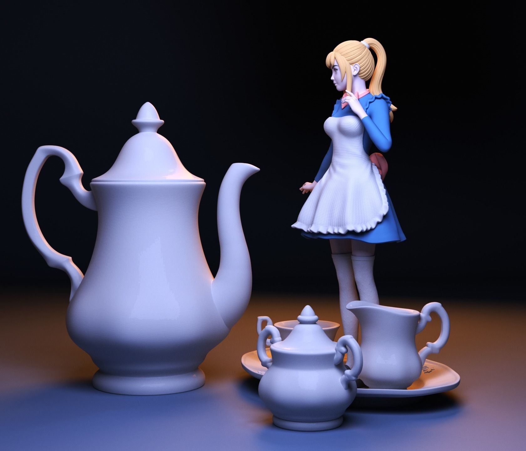Anime girl in wonderland 3D print model_1