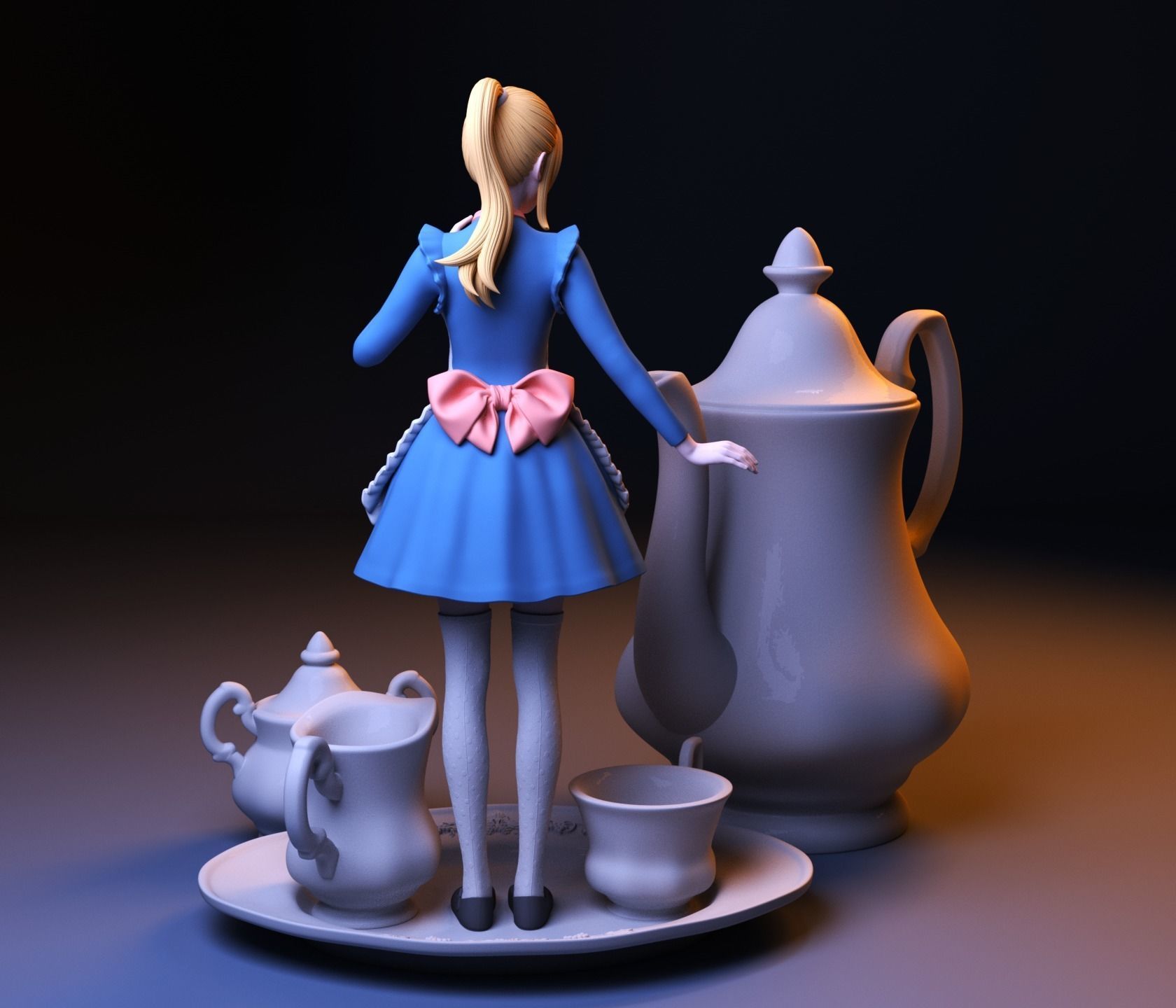 Anime girl in wonderland 3D print model_2