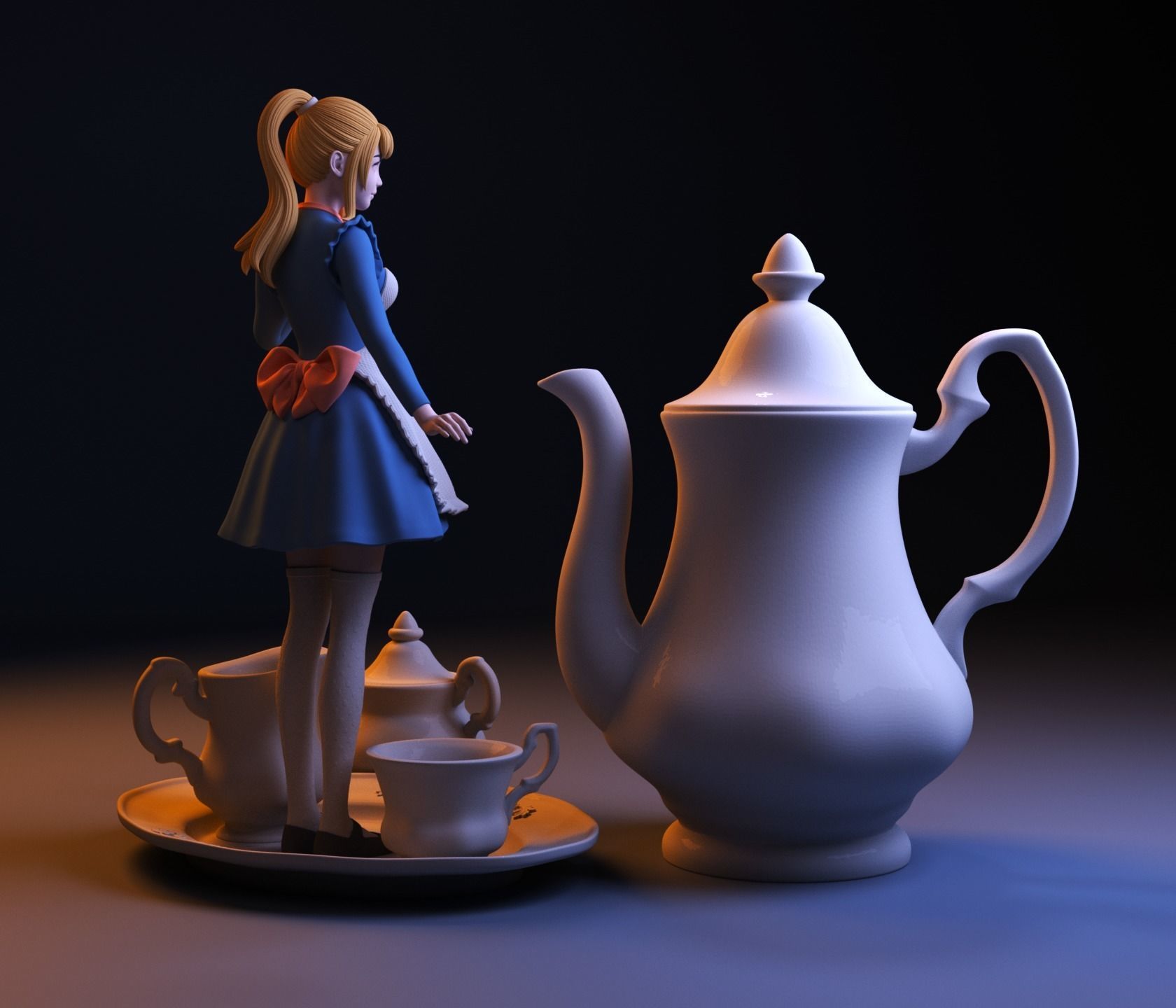 Anime girl in wonderland 3D print model_3
