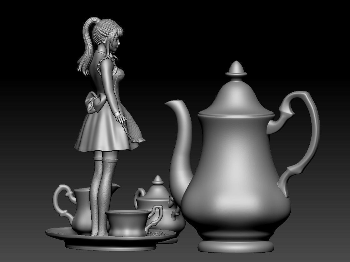 Anime girl in wonderland 3D print model_7