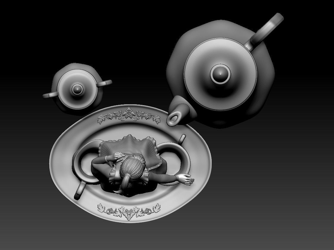 Anime girl in wonderland 3D print model_9