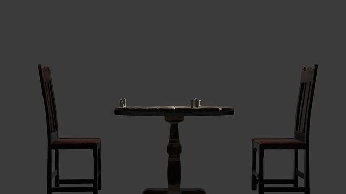Antique Table Chair 3D model