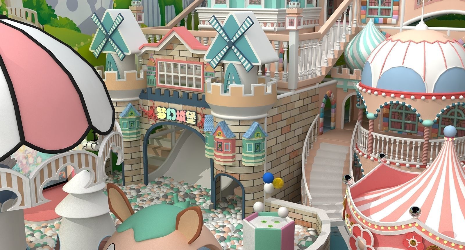 children Indoor amusement park 3D model_4