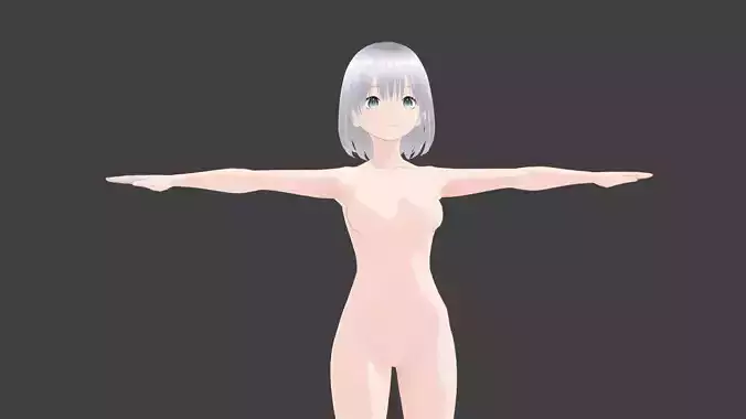 T pose rigged model - Rem anime girl 3D model