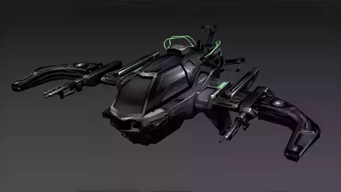 Lowpoly Game-ready spaceship space Fighter