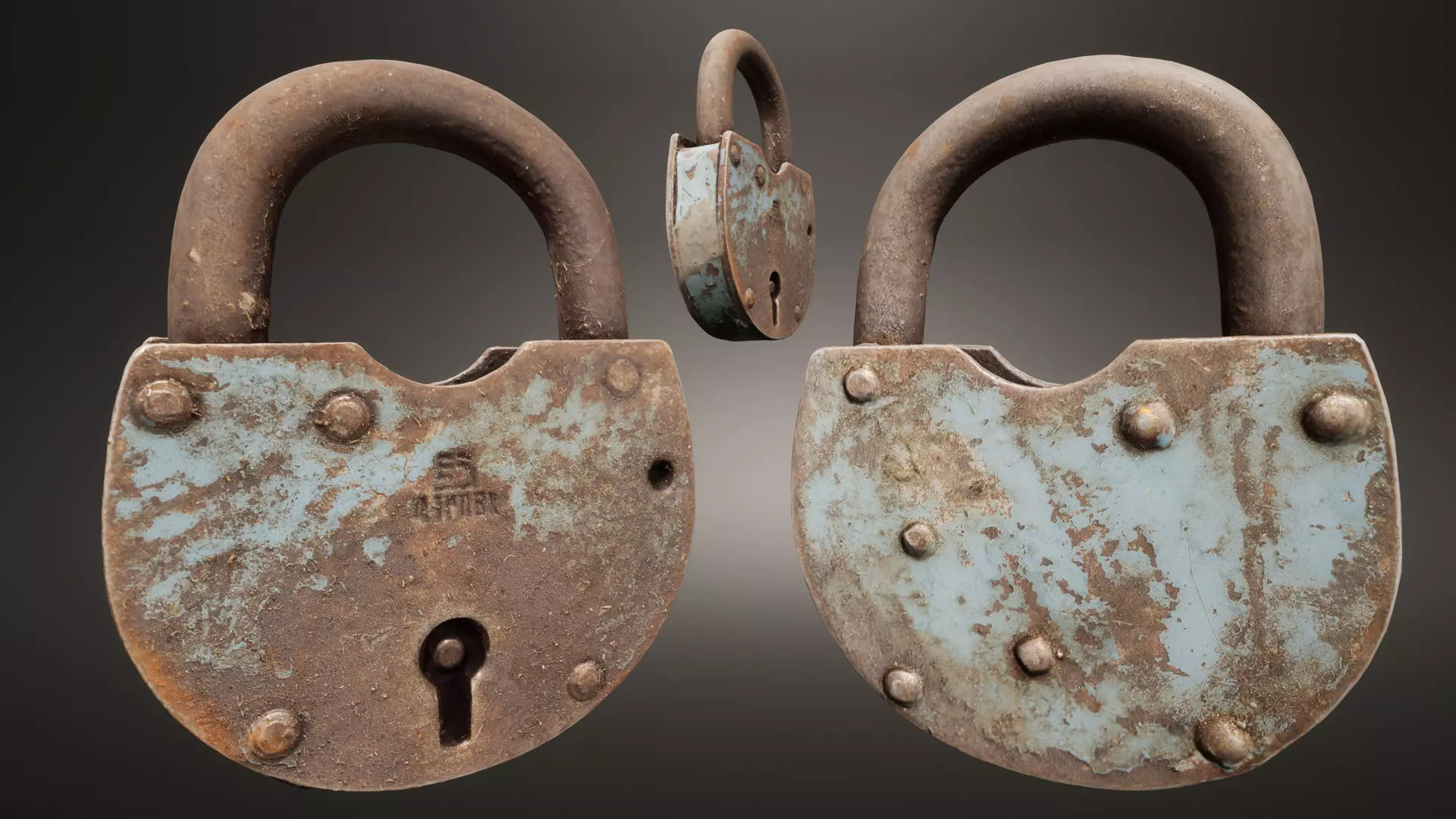 Old metal Lock Low-poly 3D model_0