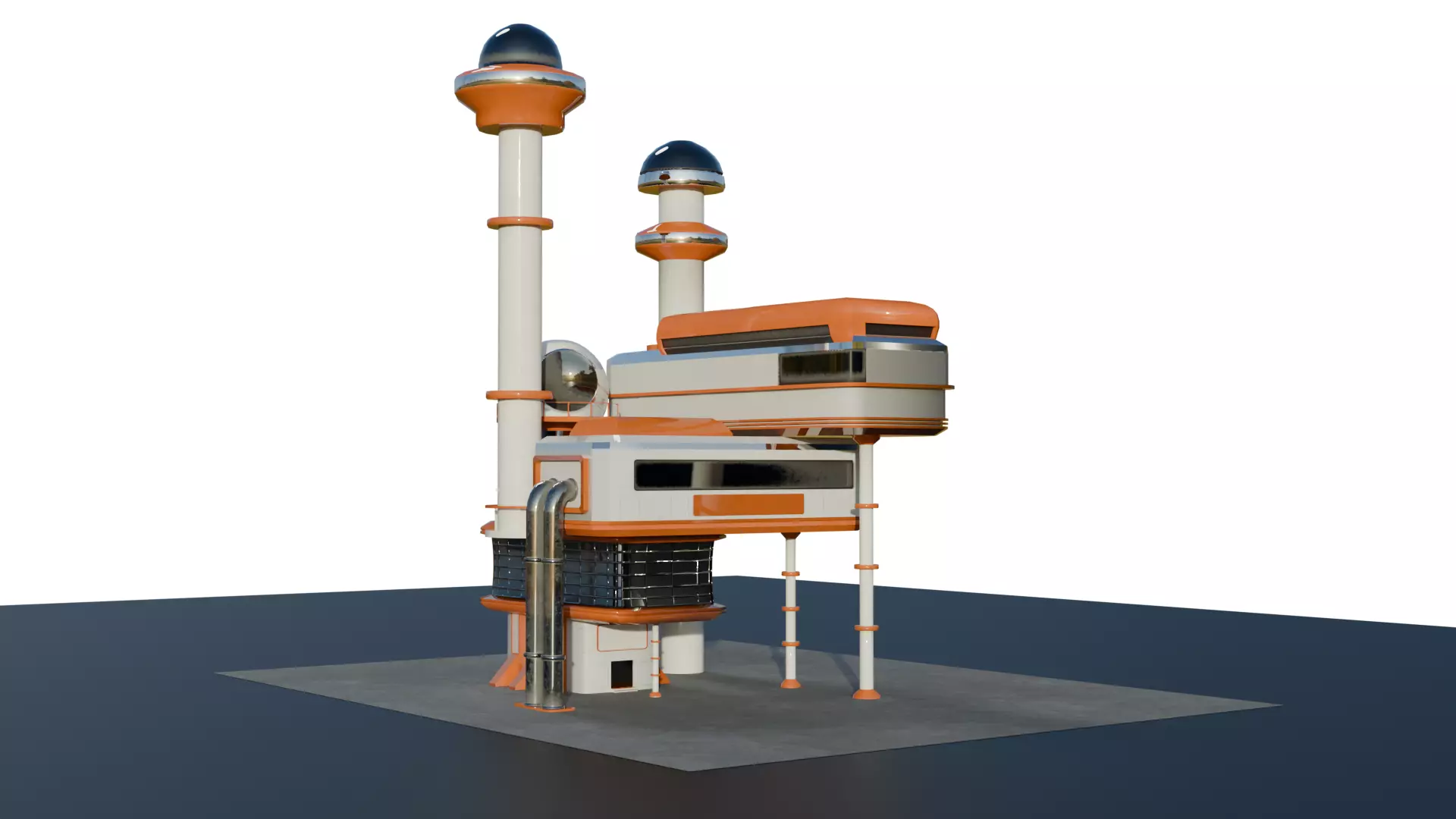 Atompunk Building Low-poly 3D model