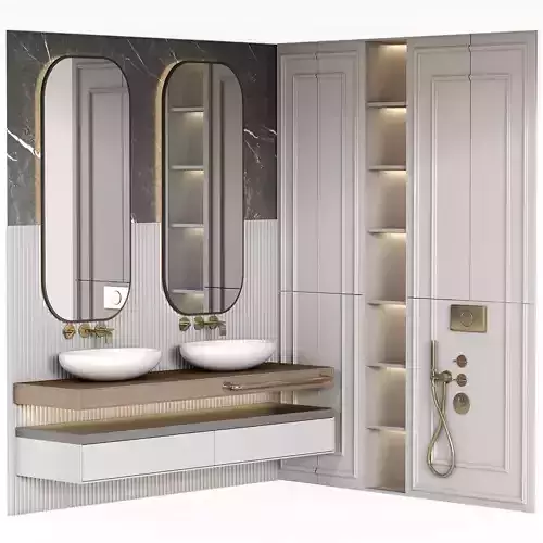 Bathroom furniture N009 in Neoclassic style Low-poly 3D model