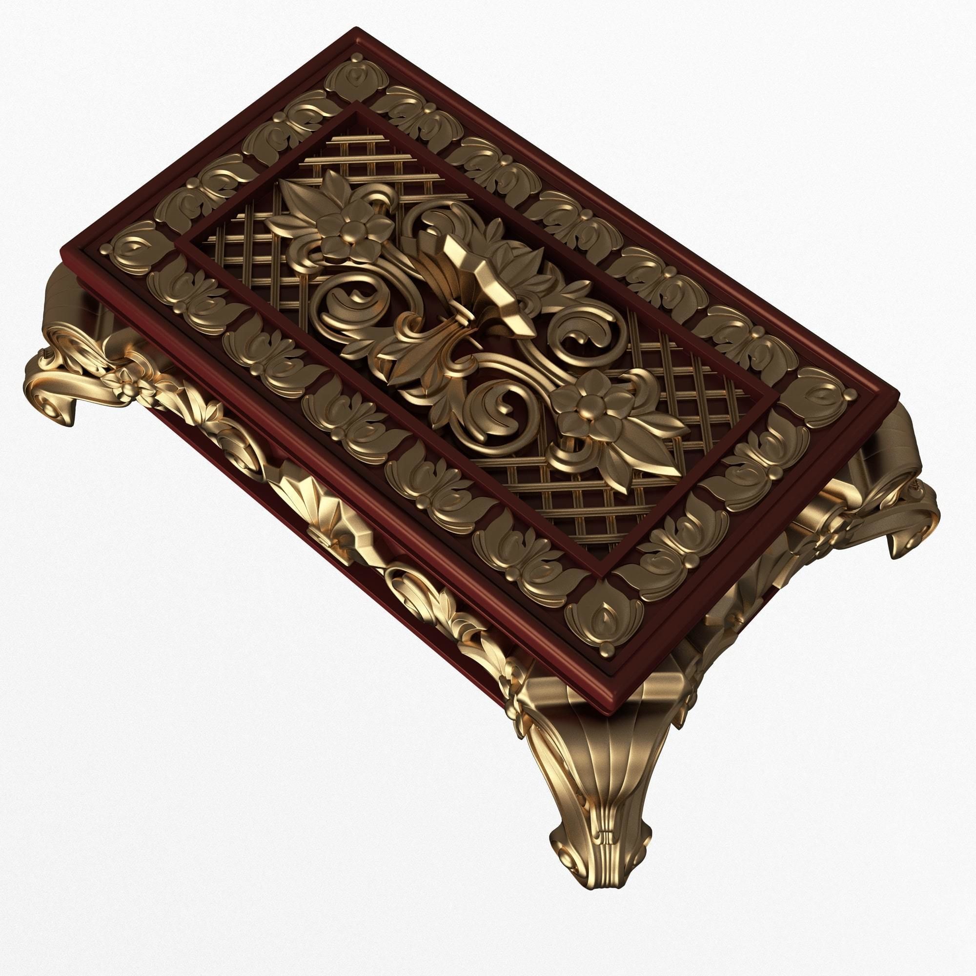 Casket Carved 015 Red Low-poly 3D model_3
