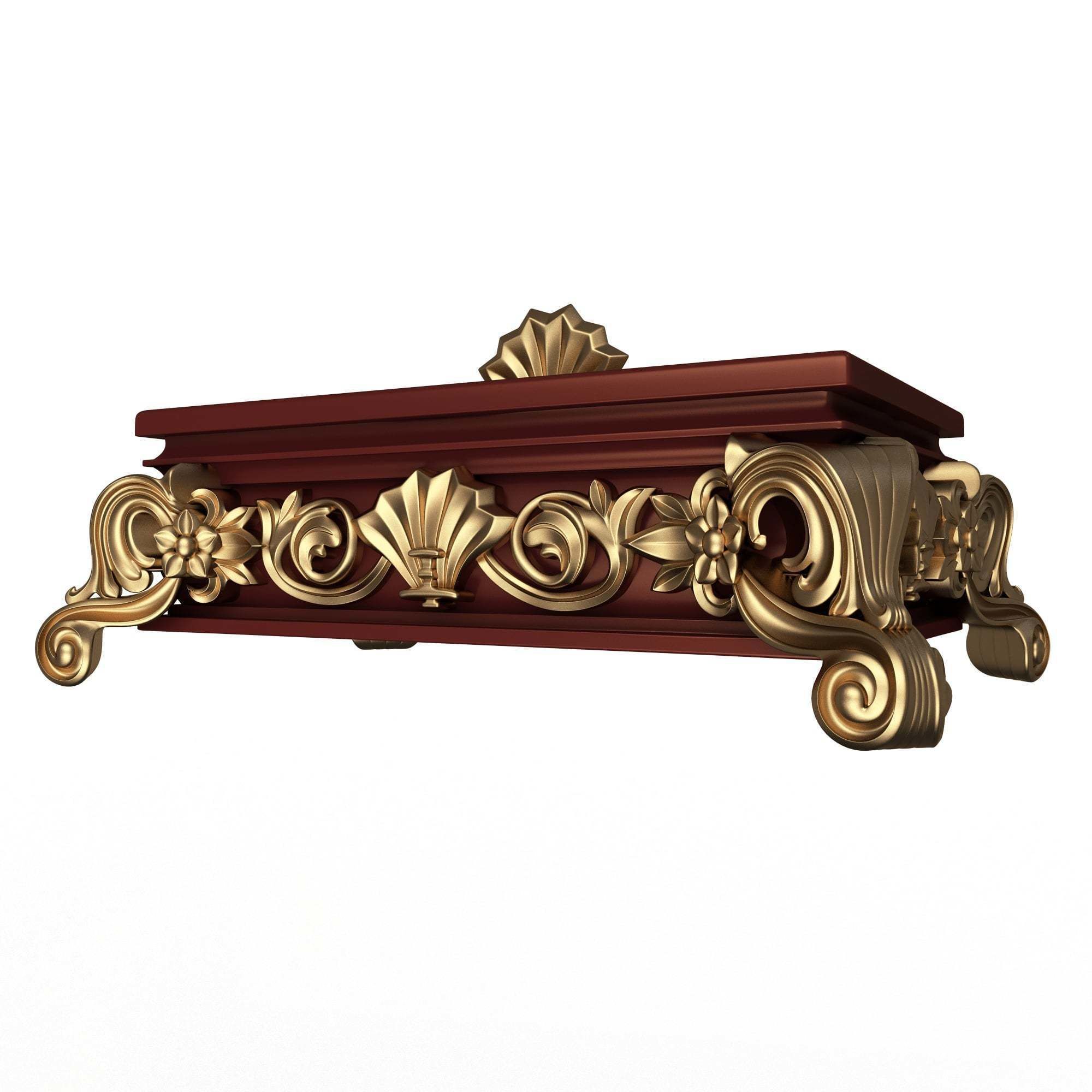 Casket Carved 015 Red Low-poly 3D model_1