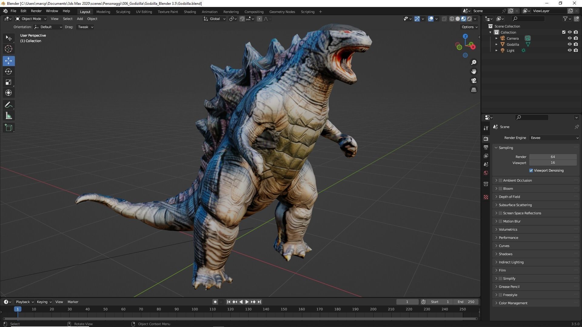 Godzilla Cartoon Low-poly 3D model_19