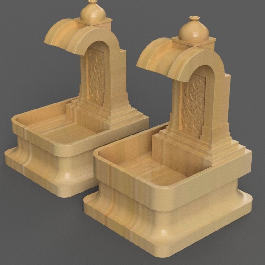 4 sizes desk or table fountain - planter 3D print model_3