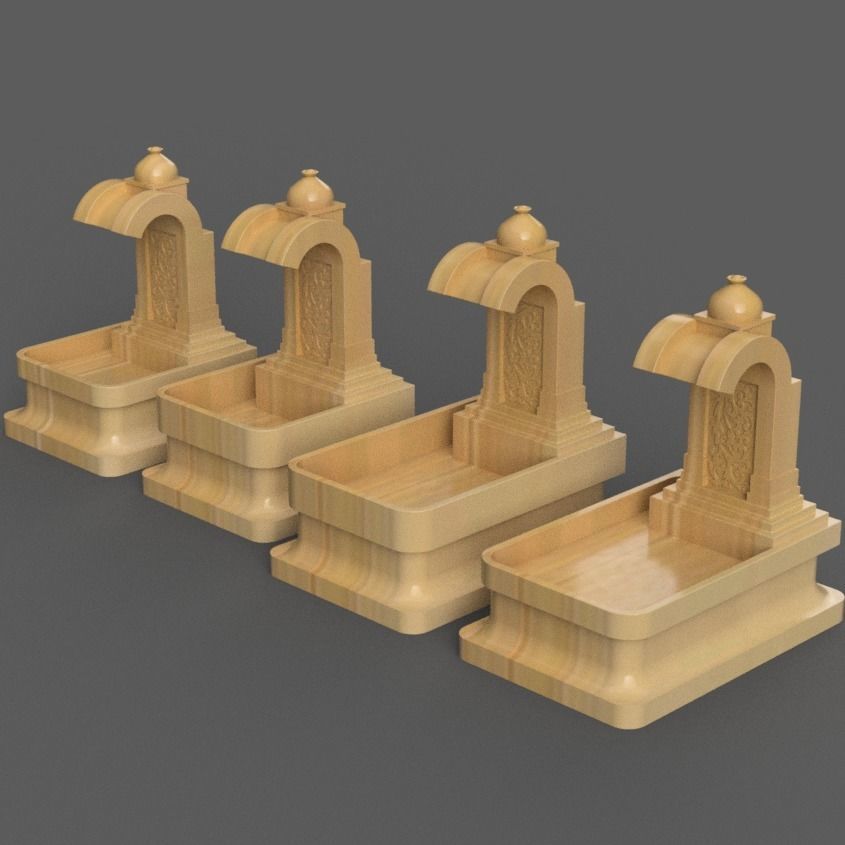 4 sizes desk or table fountain - planter 3D print model_5