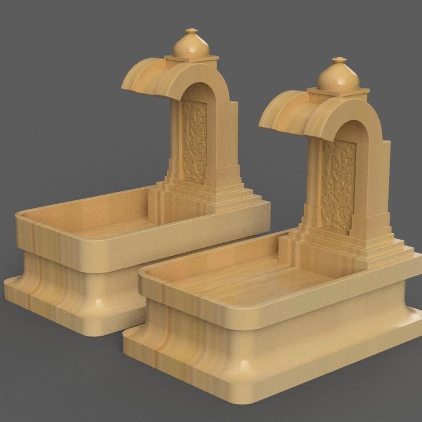 4 sizes desk or table fountain - planter 3D print model_4