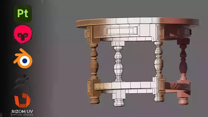 Round Stylized Table Low-poly 3D model