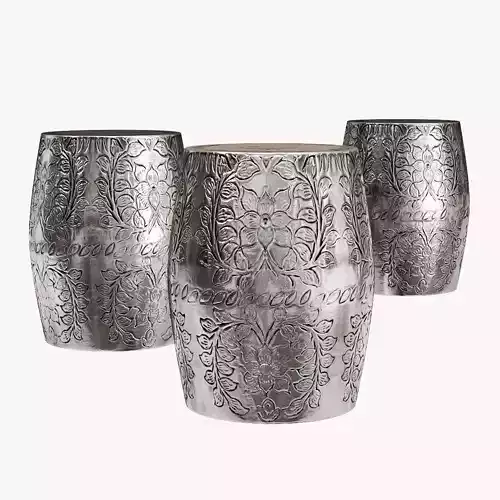 Bungalow rose alvey round embossed metal side garden stool