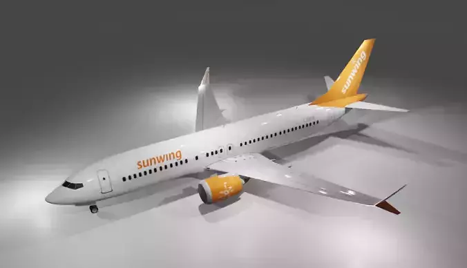 Sunwing Airlines Boeing 737 max 8 3D model with cockpit  Low-poly 3D model