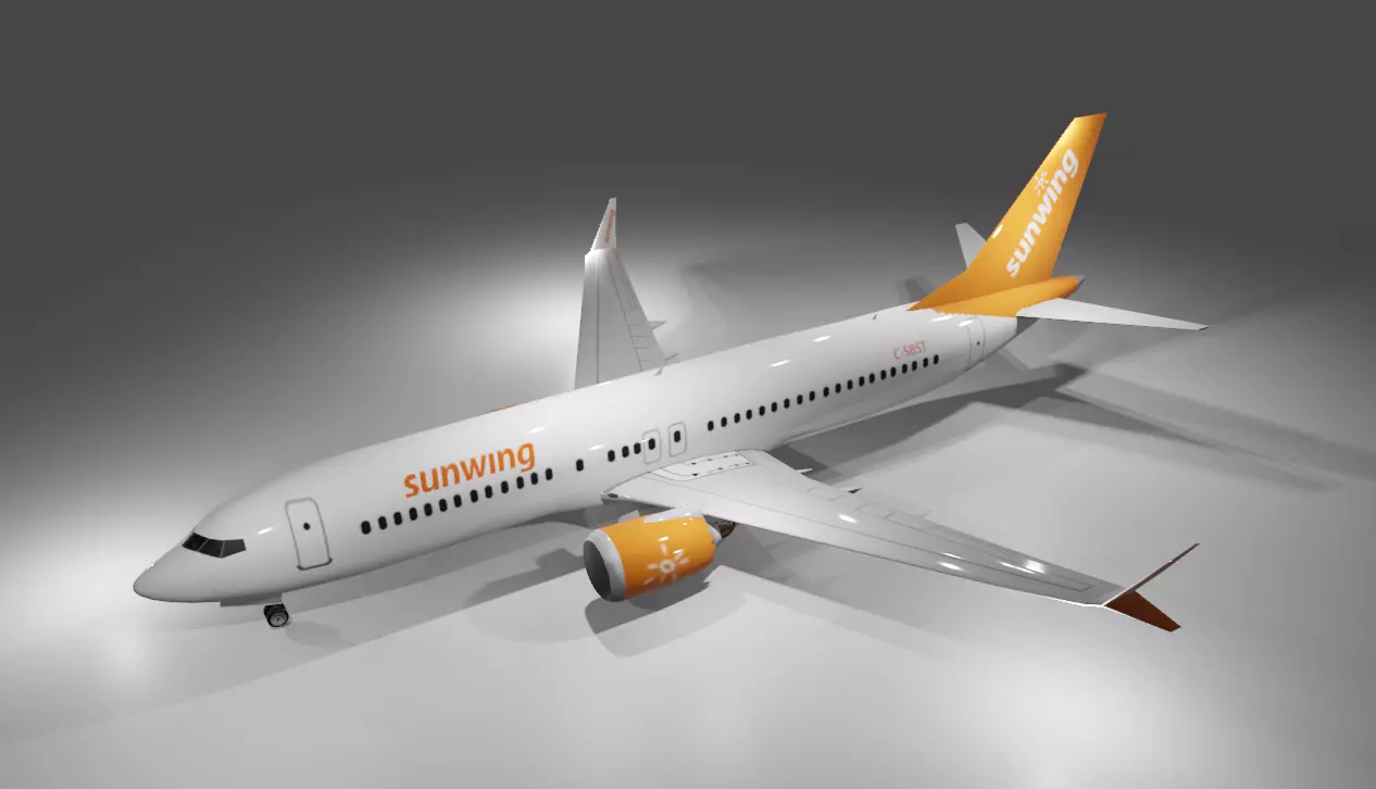 Sunwing Airlines Boeing 737 max 8 3D model Low-poly 3D model