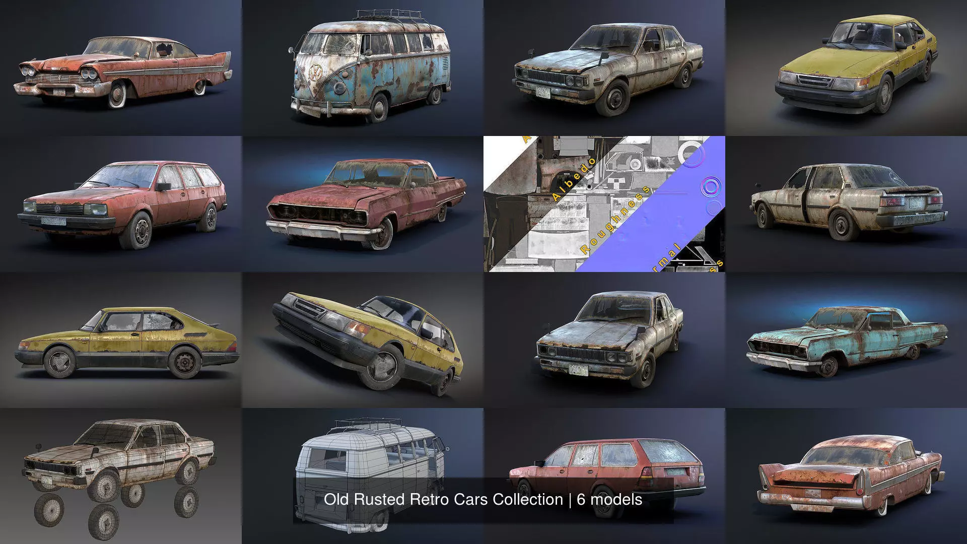 Old Rusted Retro Cars Collection _1