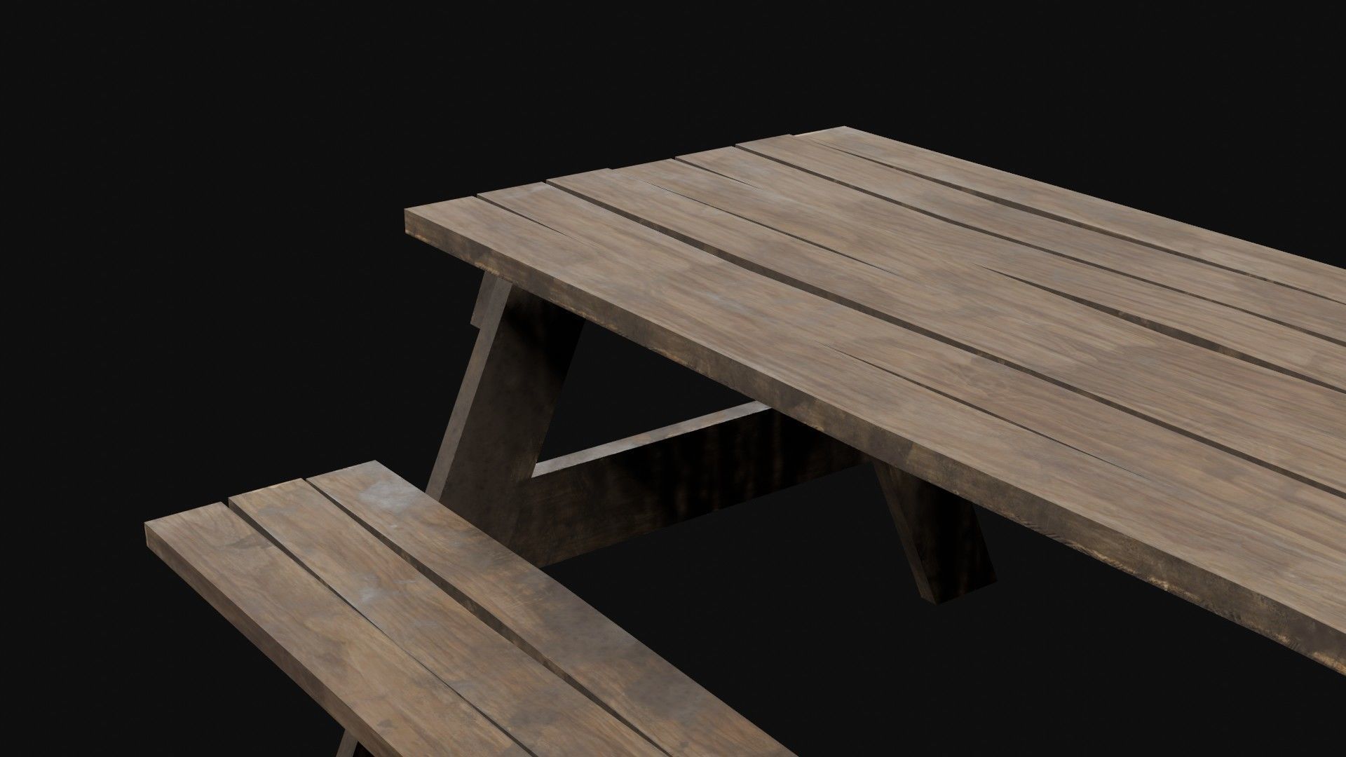 Low-Poly Realistic Wooden Picnic Table Low-poly 3D model_21