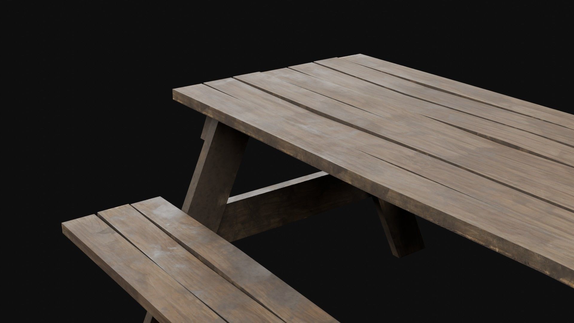 Low-Poly Realistic Wooden Picnic Table Low-poly 3D model_20