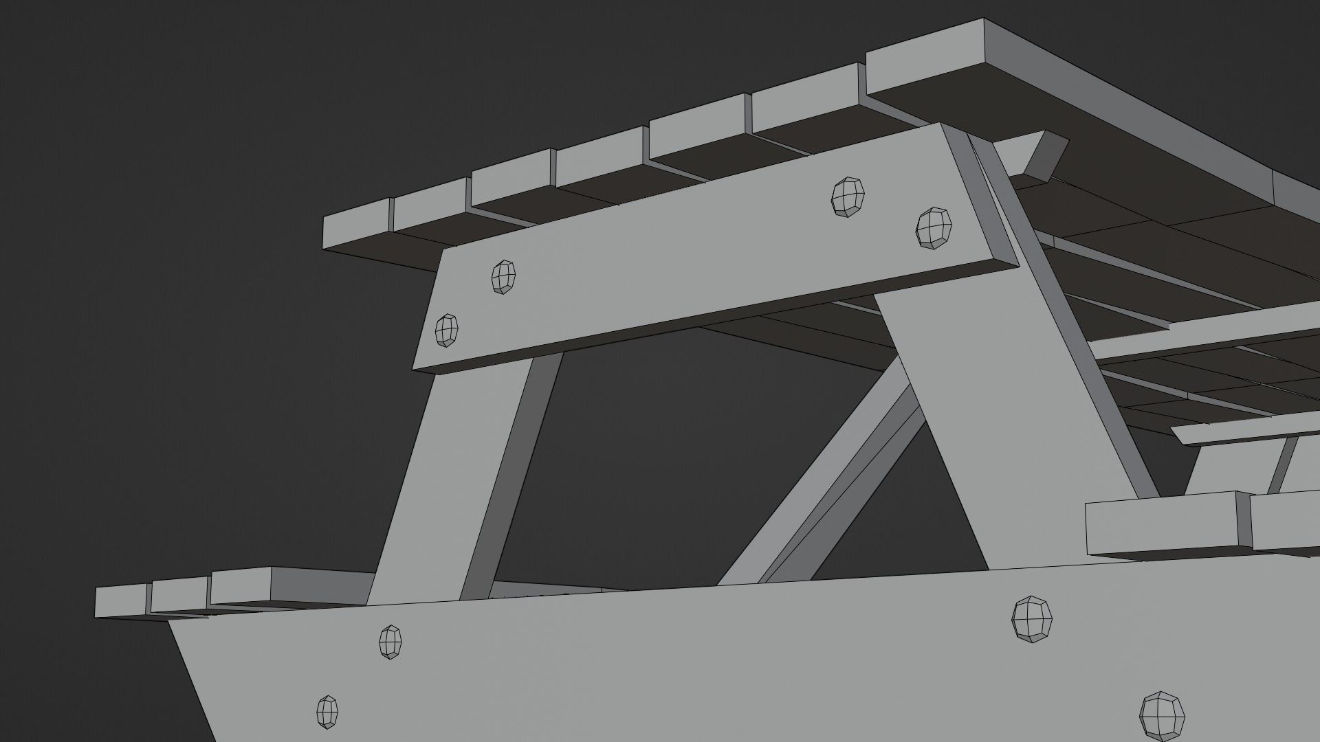 Low-Poly Realistic Wooden Picnic Table Low-poly 3D model_15