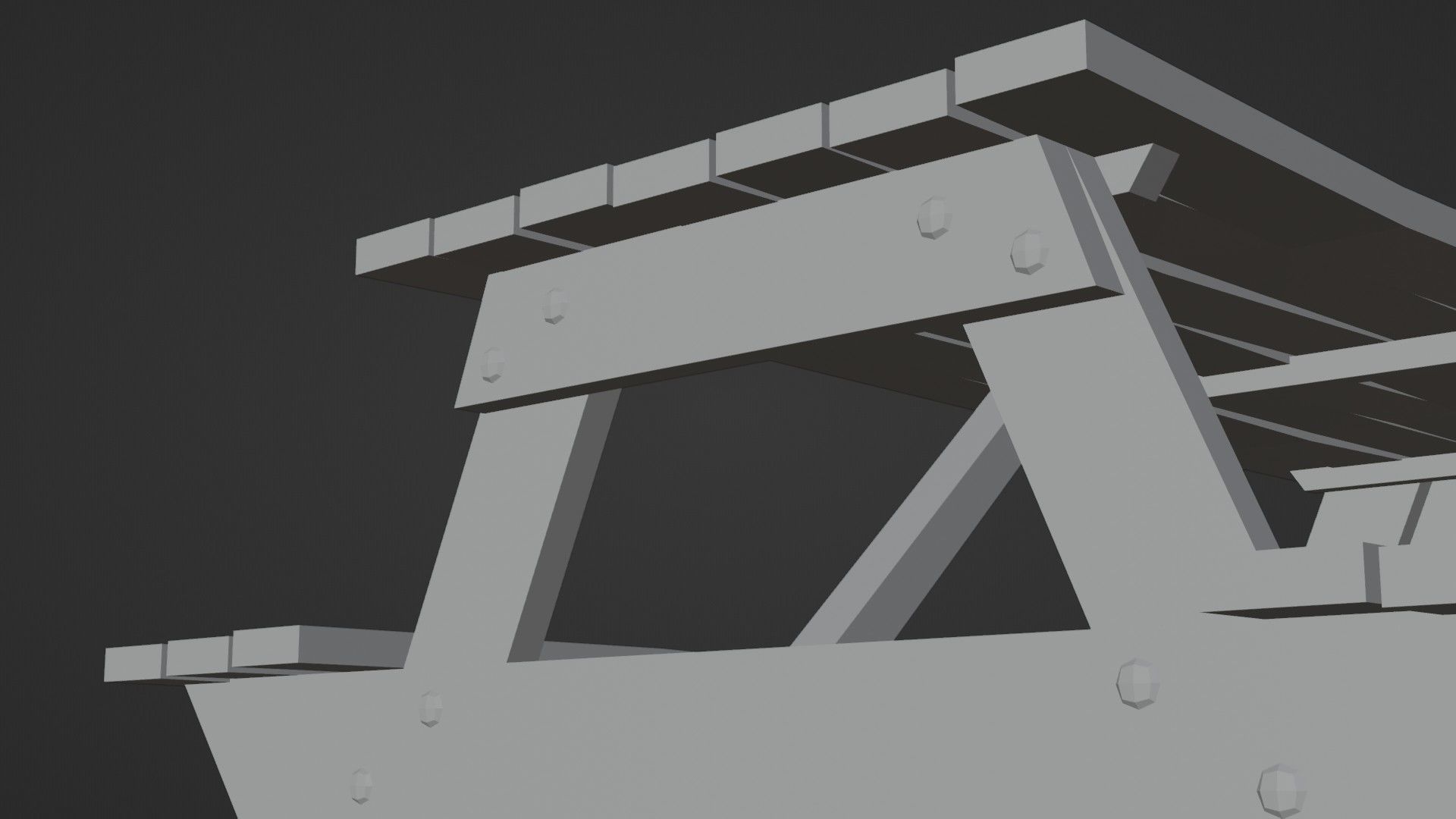Low-Poly Realistic Wooden Picnic Table Low-poly 3D model_14
