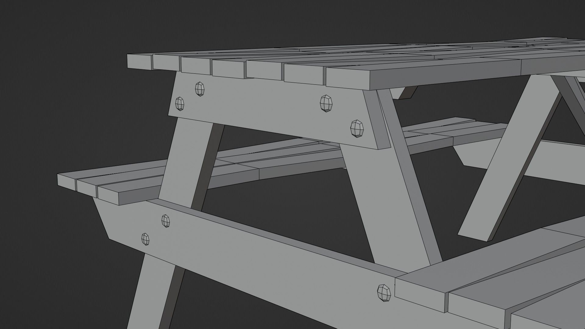 Low-Poly Realistic Wooden Picnic Table Low-poly 3D model_19