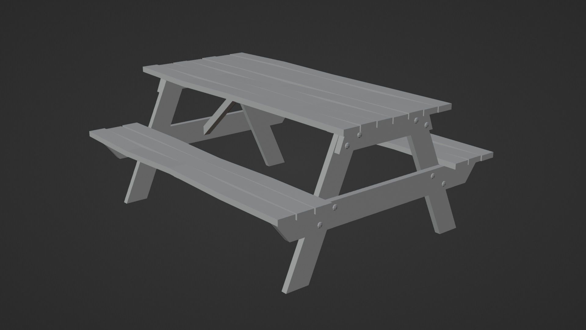 Low-Poly Realistic Wooden Picnic Table Low-poly 3D model_6