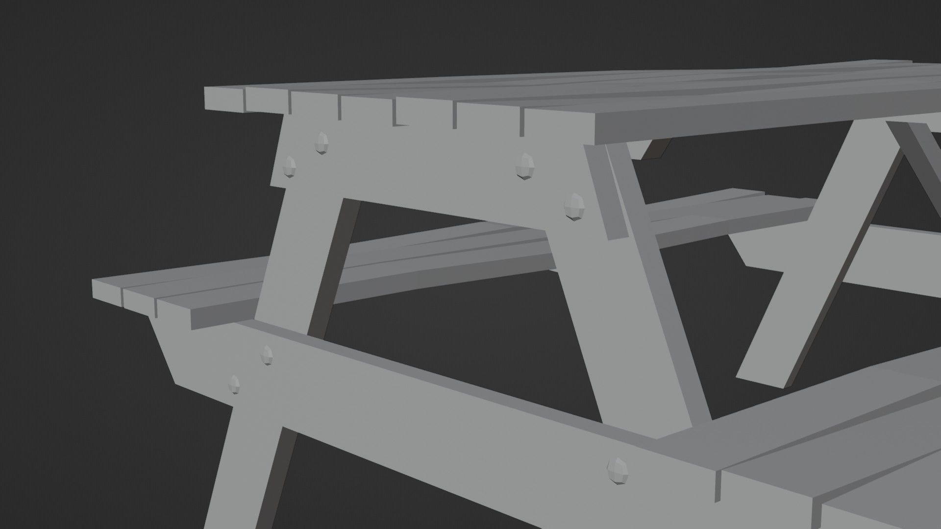 Low-Poly Realistic Wooden Picnic Table Low-poly 3D model_18