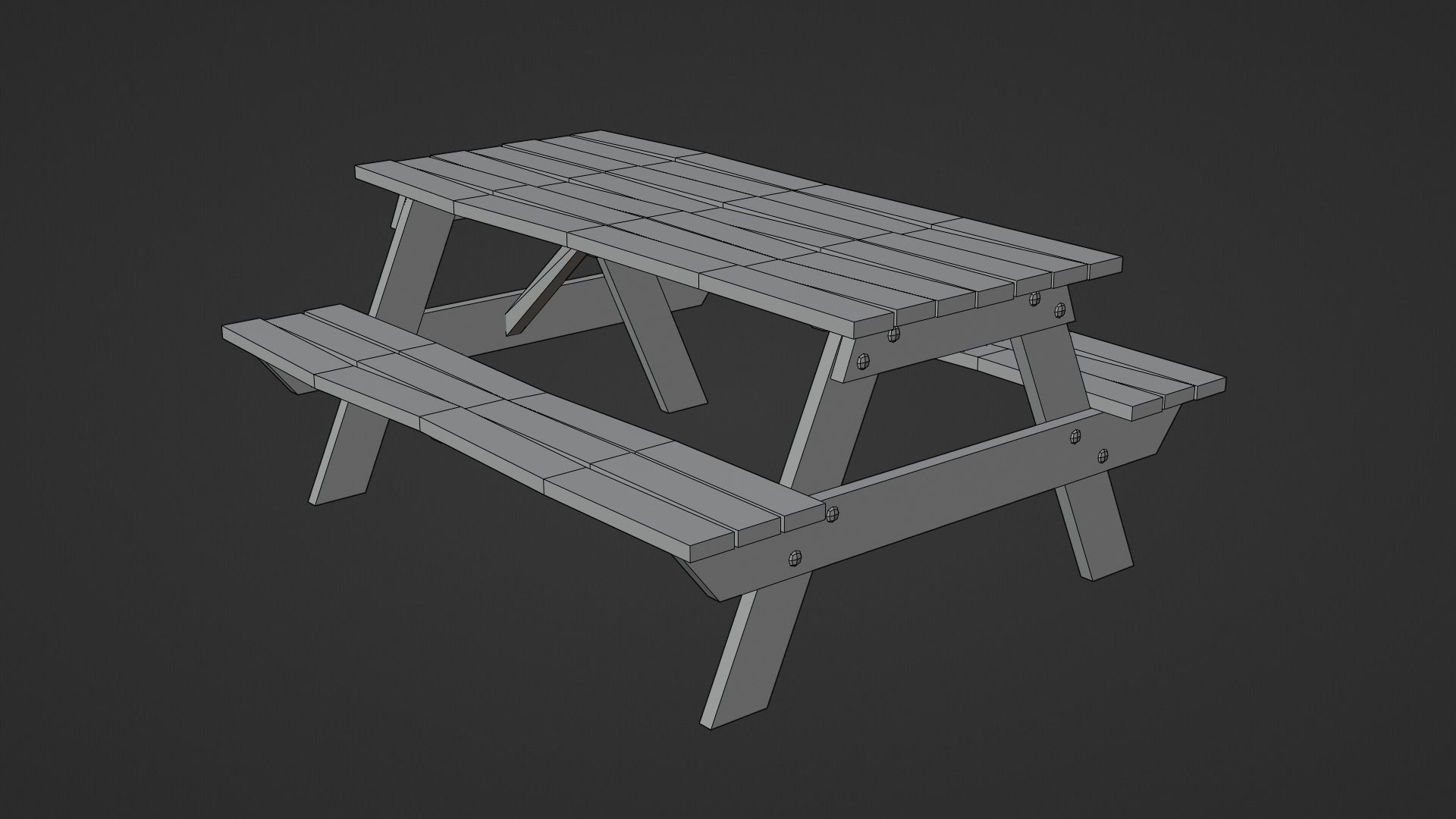 Low-Poly Realistic Wooden Picnic Table Low-poly 3D model_7