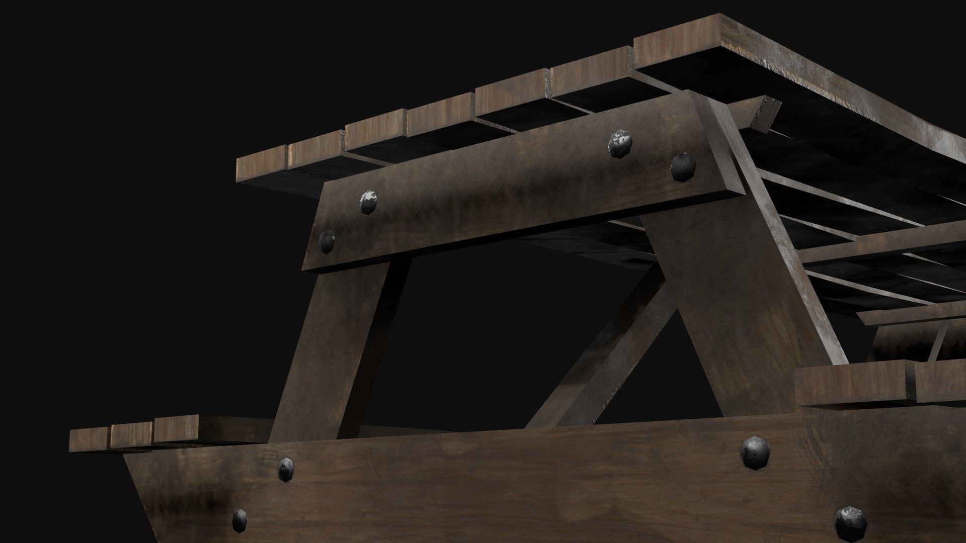 Low-Poly Realistic Wooden Picnic Table Low-poly 3D model_13