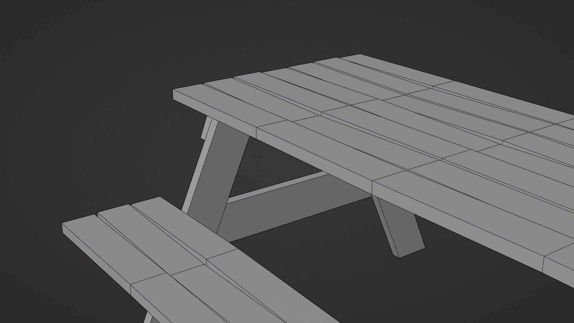 Low-Poly Realistic Wooden Picnic Table Low-poly 3D model_23