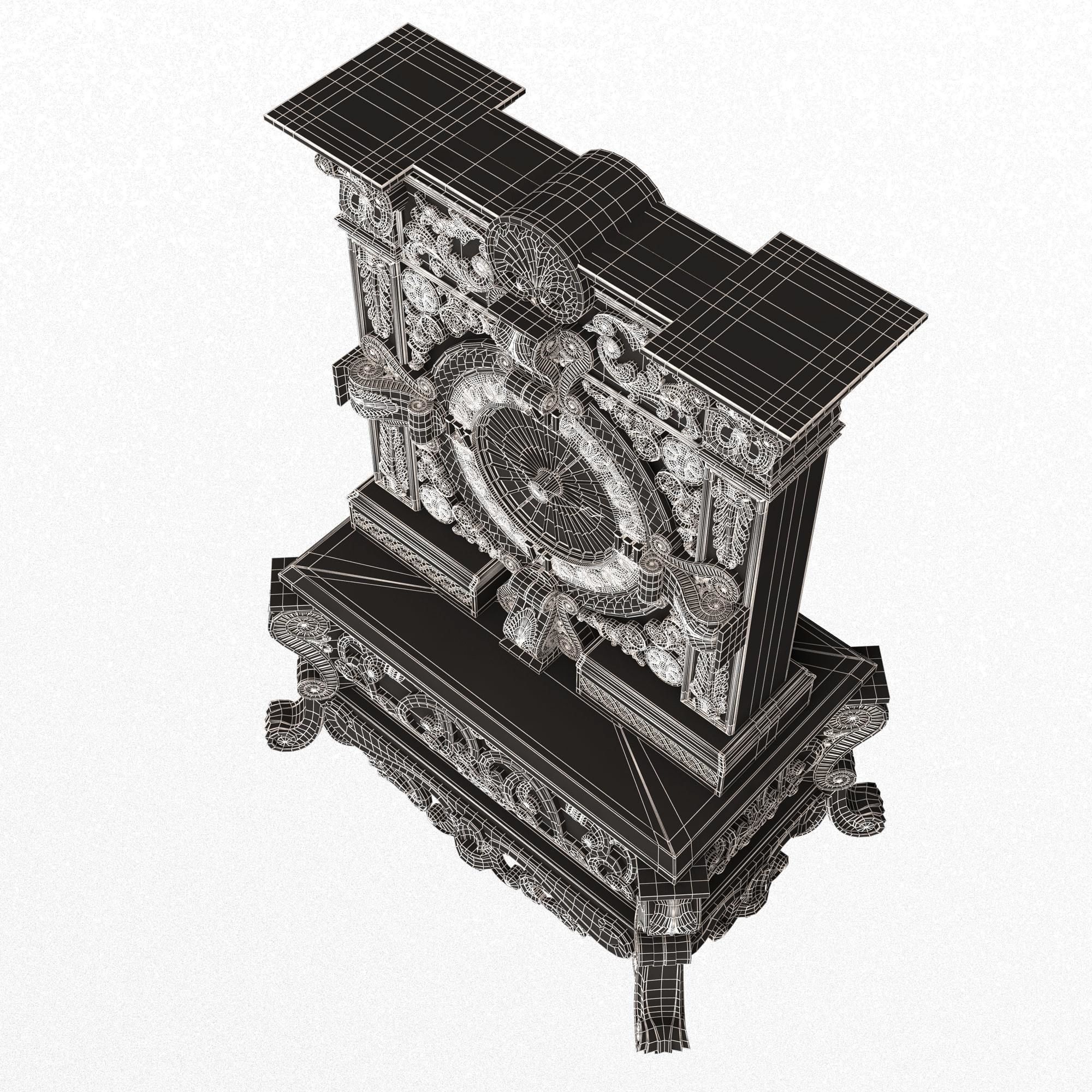 Casket Clock Carved 01 Green Low-poly 3D model_10