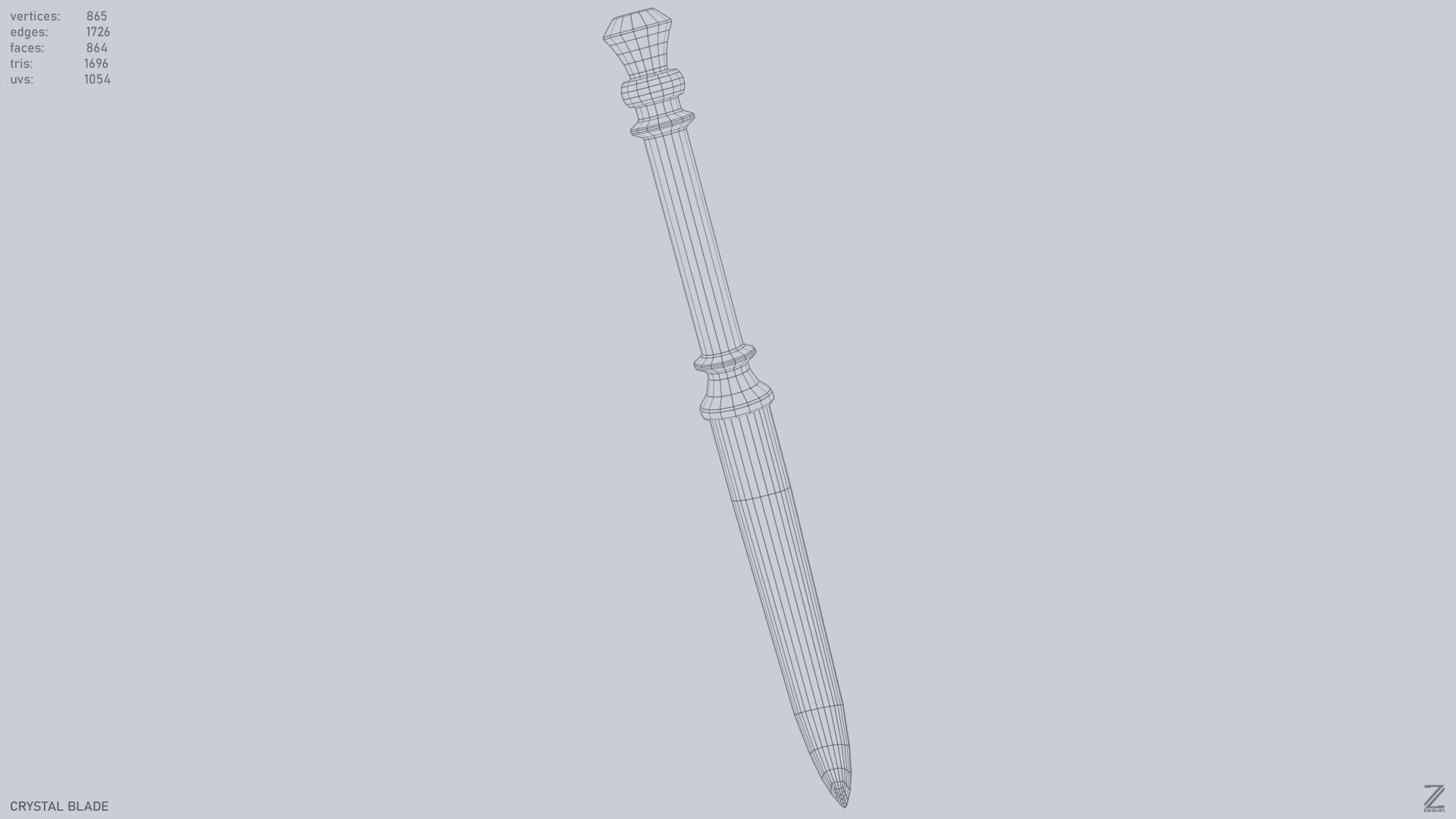 Crystal blade Low-poly 3D model_11