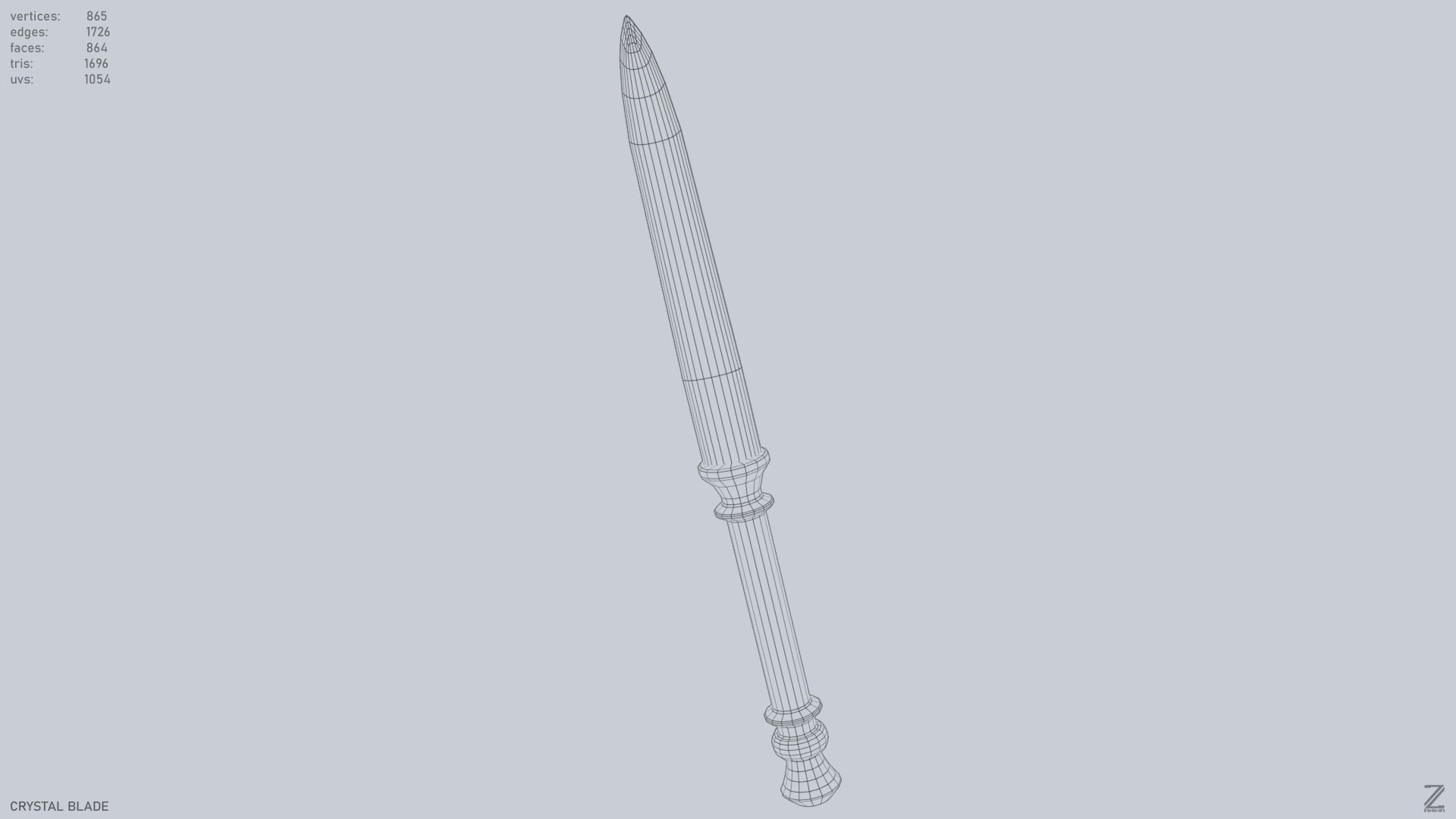 Crystal blade Low-poly 3D model_14