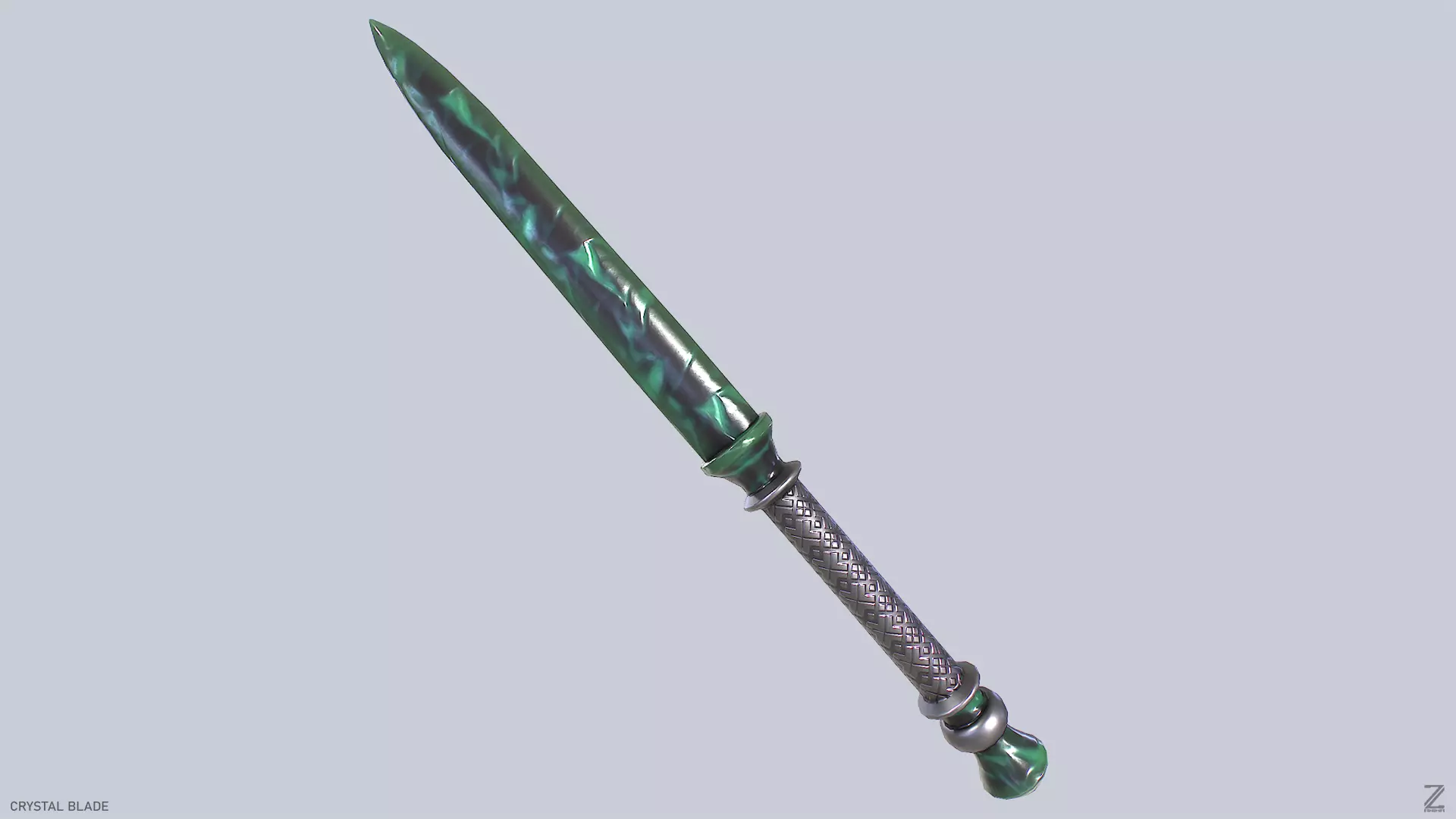 Crystal blade Low-poly 3D model_0