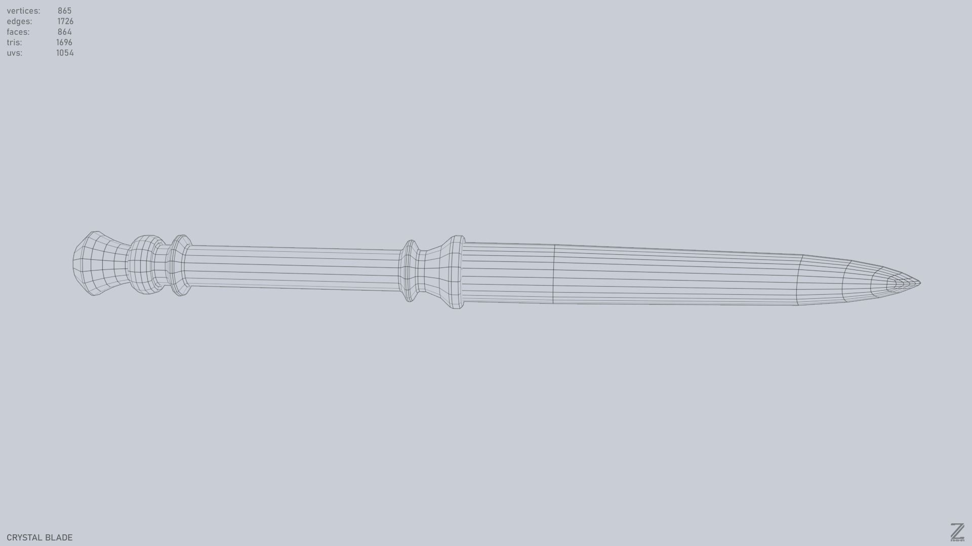 Crystal blade Low-poly 3D model_12