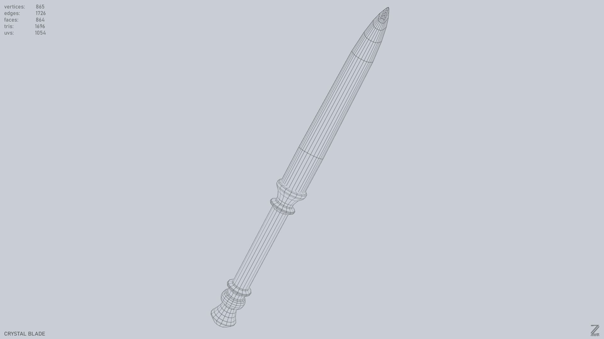 Crystal blade Low-poly 3D model_13