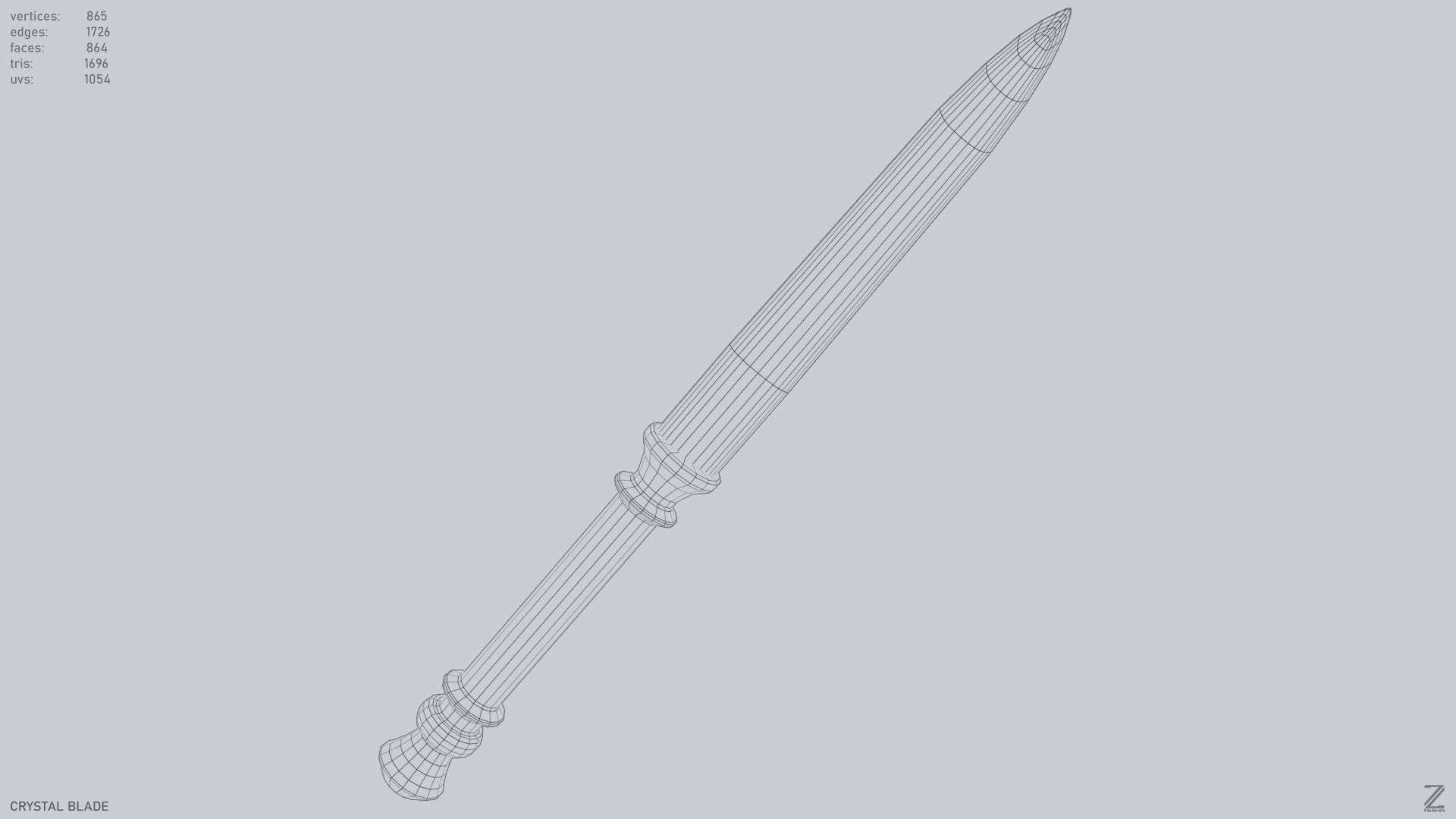 Crystal blade Low-poly 3D model_10