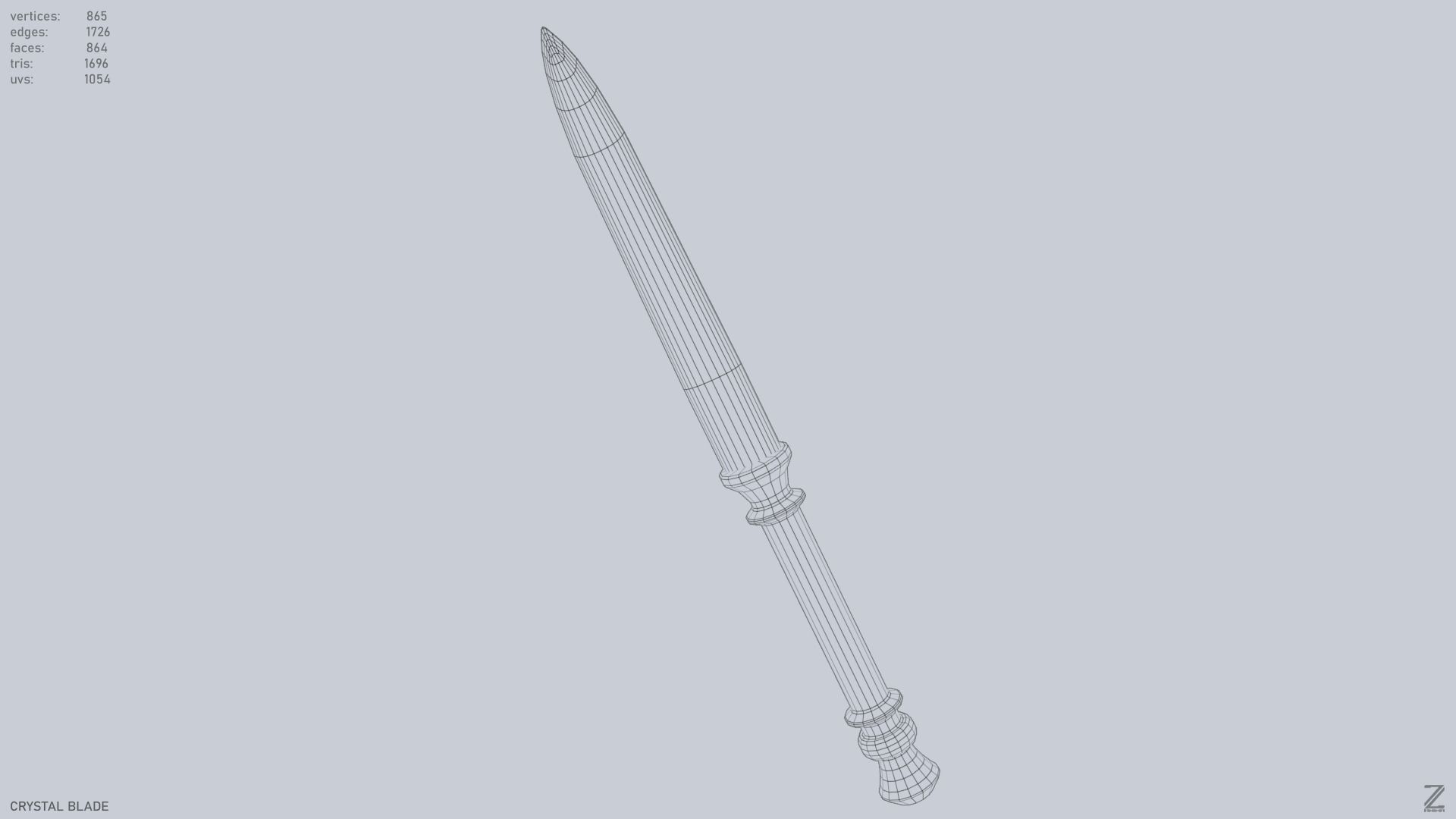 Crystal blade Low-poly 3D model_9